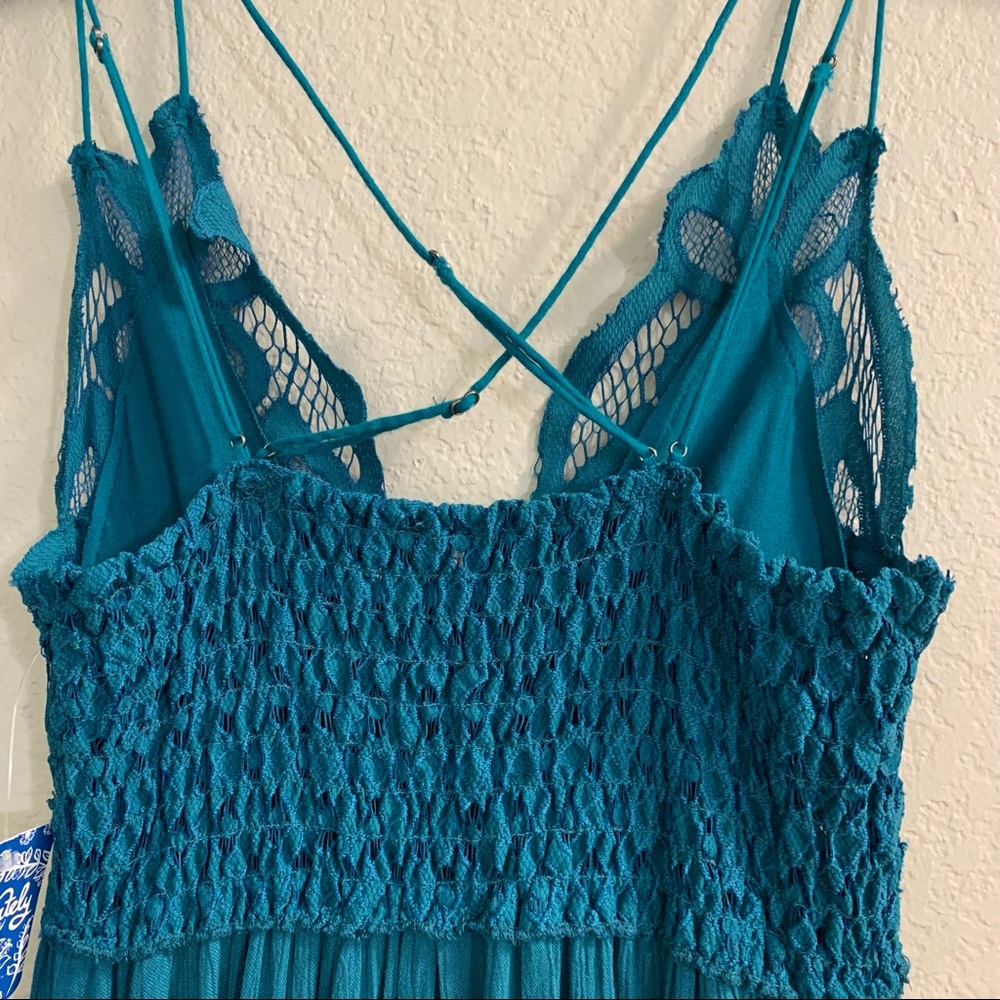 NWT Free People Adella Maxi Slip Dress in Teal Jewel Blue - Picture 11 of 12